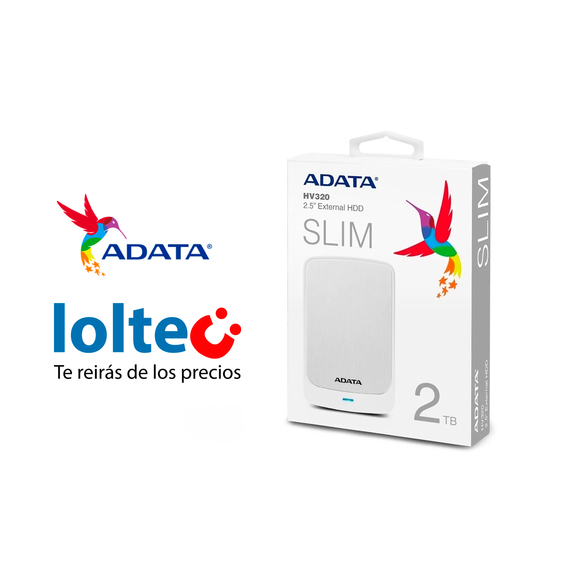 Disco Duro Externo Adata Hv320 2tb 3.1 Blanco (Ahv320-2tu31-Cwh)