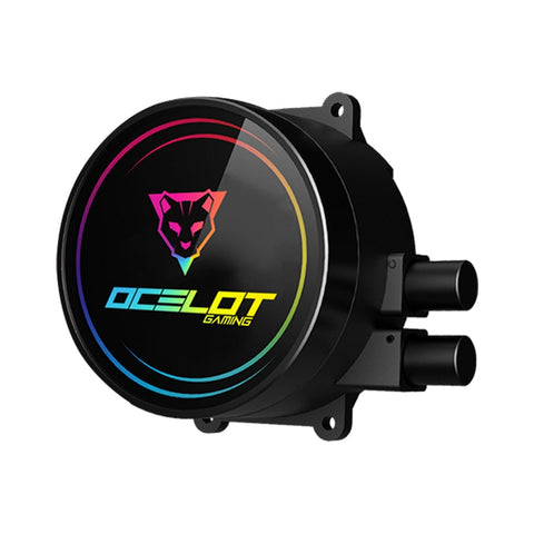 Enfriamiento Líquido Gamer Ocelot Disipador Ventilador de 120mm Iluminación ARGB Color Negro Modelo OEL120