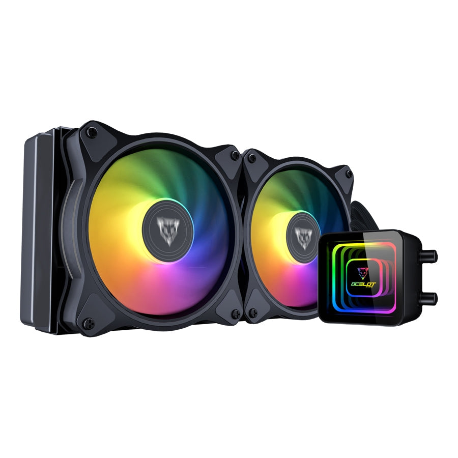 Disipador De Enfriamiento Liquido Ocelot Modelo Oel240. 240Mm Aio Rgb Intel Socket Lga,  2011, 1366, 115X, 775, 1700 Cpu Amd Am3, Am3, Am2, Am2, Am4 Cpu Apus 696946
