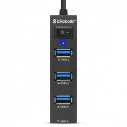 Docking Brobotix 4 En 1, Usb-C Macho X1  A Usb-A V3.0 X4, Con Switch, Negro