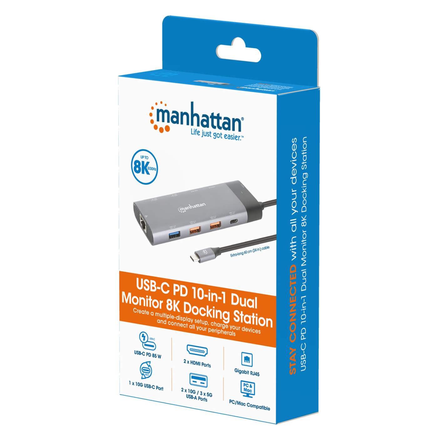 Docking Manhattan Usb-C 10 Ptos, 2Xhdmi, 5Xusb-A, Us 130714