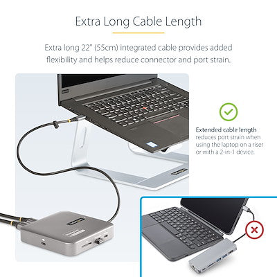Docking Station - Adaptador Multipuertos Usb-C - Video Doble Hdmi - 4k 60hz - Hub Usb 3.1 - Pd De 100w - Cable De 55cm - Startech.Com Modelo 102b-Usbc-Multiport