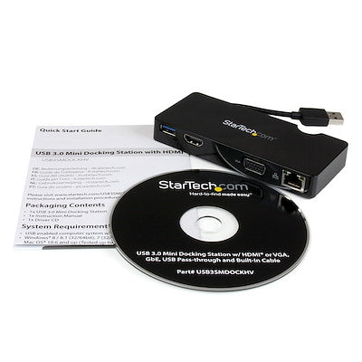 Docking Station Replicador De Puertos Usb 3.0 De Viajes Con Hdmi O Vga - Usb Tipo A - Docking Station Para Laptop - Startech.Com Modelo Usb3smdockhv