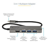 Docking Station Usb-C - Adaptador Multipuertos Usb Tipo C A Hdmi 2.0b 4k De 60hz (Hdr10) - Pd De 100w De Paso - Hub Usb 3.0 De 4 Puertos - Con Cable De 30cm - Startech.Com Modelo Dkt30chpd3