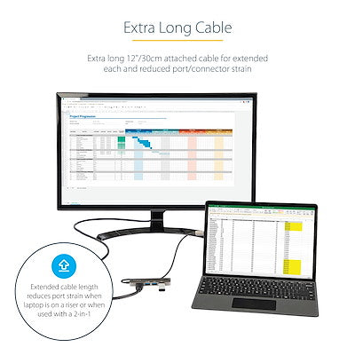 Docking Station Usb-C - Adaptador Multipuertos Usb Tipo C A Hdmi 2.0b 4k De 60hz (Hdr10) - Pd De 100w De Paso - Hub Usb 3.0 De 4 Puertos - Con Cable De 30cm - Startech.Com Modelo Dkt30chpd3