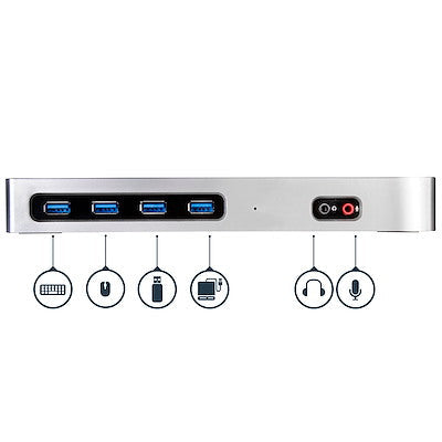 Docking station usb-c y usb-a para laptops - docking station para  2 monitores displayport o hdmi - replicador de puertos usb-c displaylink 4k - startech.com mod. Dk30a2dh