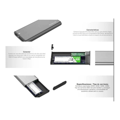 Enclosure Disco Duro Getttech M.2 Ssd Usb 3.1 Gce-M231-01