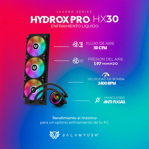 Enfriamiento Liquido 360Pro Hx30 3 Vent 120 Mm Argb, Intel, Amd Negro Br-937344