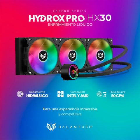 Enfriamiento Liquido 360Pro Hx30 3 Vent 120 Mm Argb, Intel, Amd Negro Br-937344