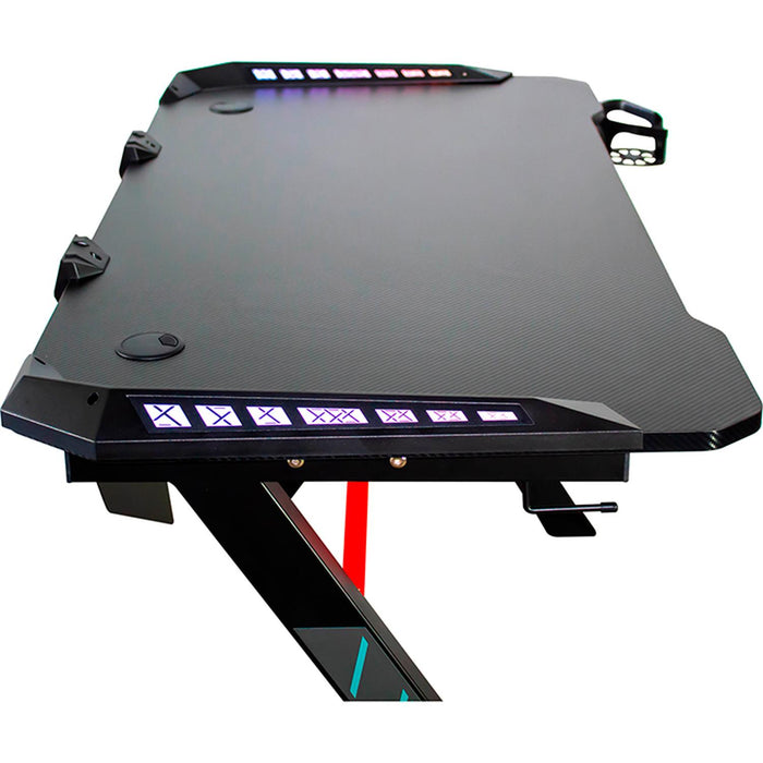 Escritorio Xzeal Gamer Rgb, Metal, Fib Carb, Hub Usb 125x65 (Xzdesg1b)