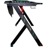 Escritorio Xzeal Gamer Rgb, Metal, Fib Carb, Hub Usb 125x65 (Xzdesg1b)