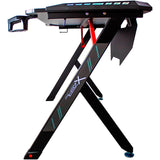 Escritorio Xzeal Gamer Rgb, Metal, Fib Carb, Hub Usb 125x65 (Xzdesg1b)