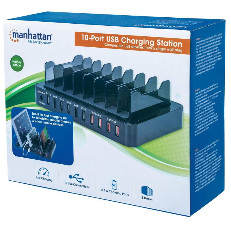 Estacion De Carga Manhattan Para 10 Dispositivos Usb 180009