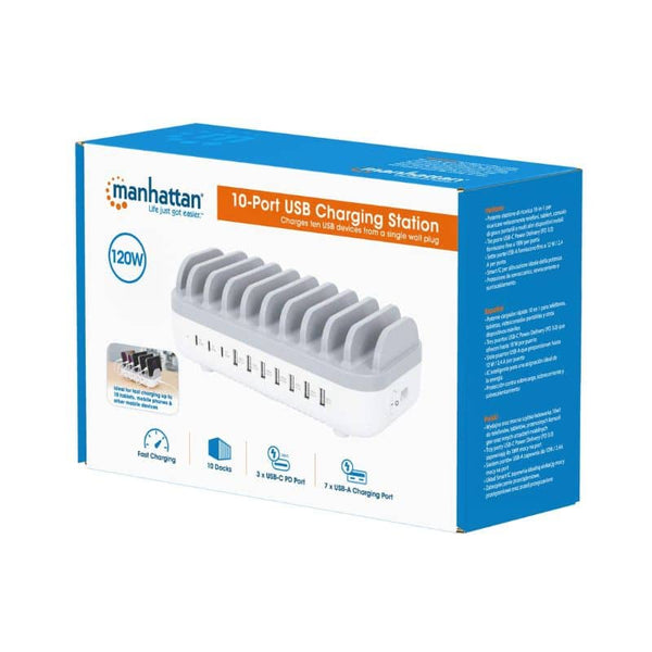 Estacion De Carga Usb Para 10 Dispositivos 120W Manhattan 180856