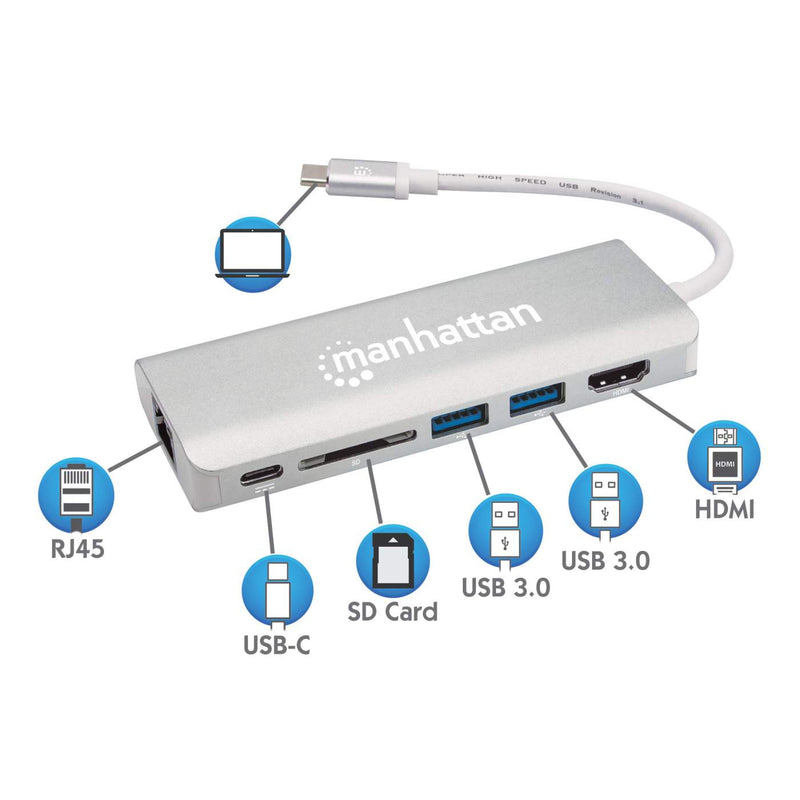 Estacion Docking Usb Tipo-C 6 En 1 Manhattan 152075