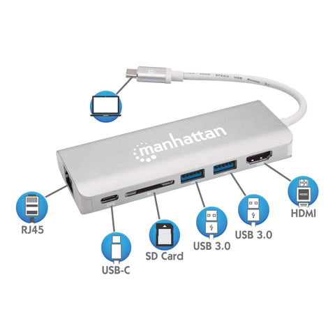 Estacion Docking Usb Tipo-C 6 En 1 Manhattan 152075