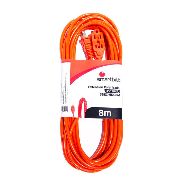 Extensión Smartbitt Uso Rudo 8mts 3 Contactos Potencia Máxima 13a (Sbec-Hd08m)