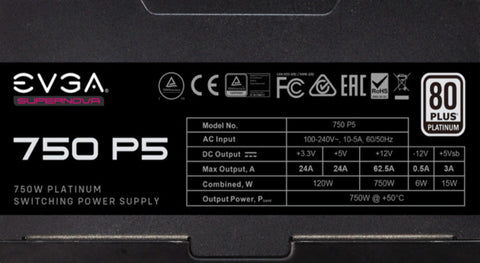 Fuente De Pdoer Evga 220-P5-0750-X1 Supernova 750w P+80+ Full Modular