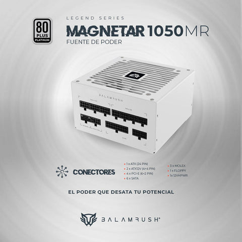 Fuente De Poder Balam Rush Atx 3 1050W 80 Plus Platinum Modular Blanco