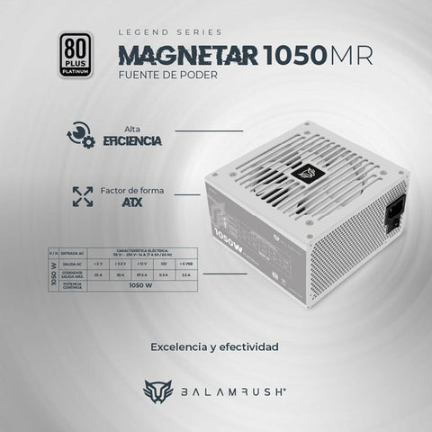 Fuente De Poder Balam Rush Atx 3 1050W 80 Plus Platinum Modular Blanco