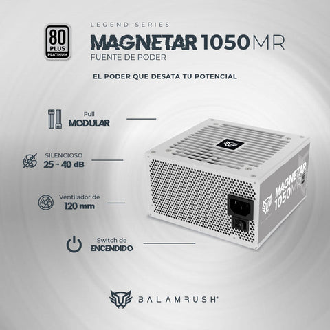 Fuente De Poder Balam Rush Atx 3 1050W 80 Plus Platinum Modular Blanco
