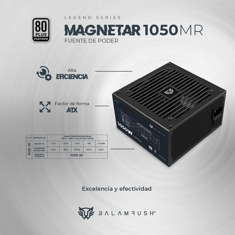 Fuente De Poder Balam Rush Atx 3 1050W 80 Plus Platinum Modular Negro