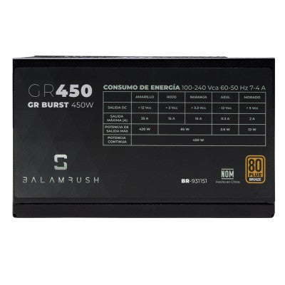 Fuente De Poder Balamrush 450w 80 Plus Bronze Br-931151