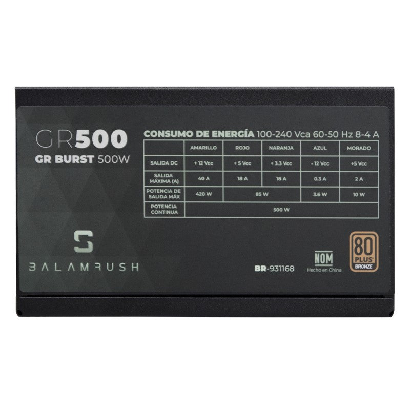 Fuente De Poder Balamrush 500w 80 Plus Bronze Br-931168