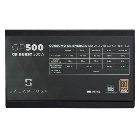 Fuente De Poder Balamrush 500w 80 Plus Bronze Br-931168