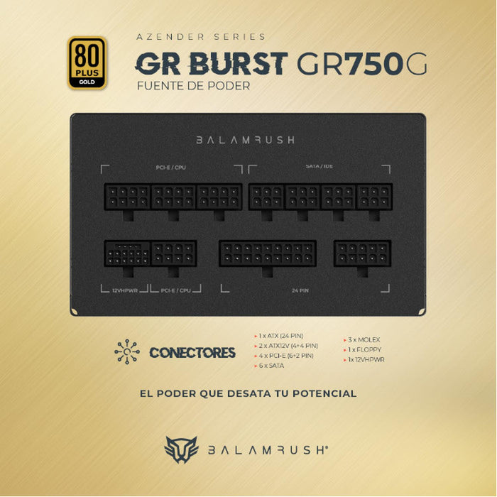 Fuente De Poder Br Gr Burst Gr750G Atx 750W 80 Plus Gold Modular Negro