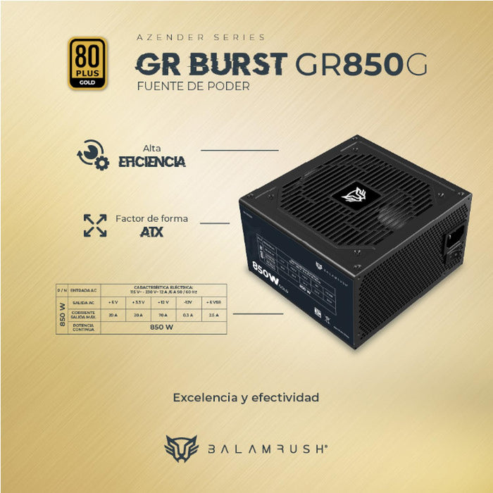 Fuente De Poder Br Gr Burst Gr850G Atx 850W 80 Plus Gold Modular Negro