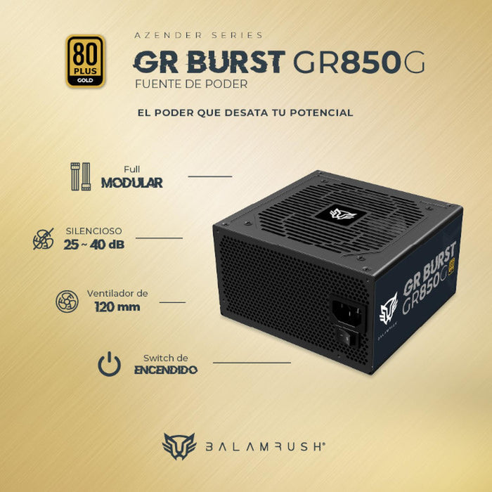 Fuente De Poder Br Gr Burst Gr850G Atx 850W 80 Plus Gold Modular Negro