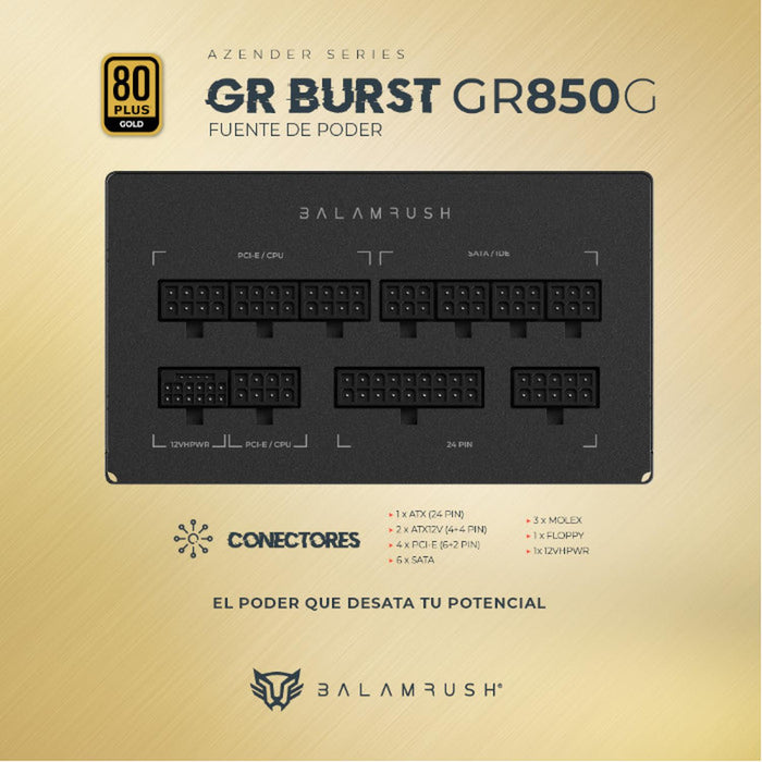 Fuente De Poder Br Gr Burst Gr850G Atx 850W 80 Plus Gold Modular Negro