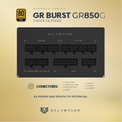 Fuente De Poder Br Gr Burst Gr850G Atx 850W 80 Plus Gold Modular Negro