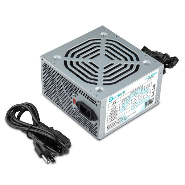 Fuente De Poder Getttech 550W Atx 12V,  Sata X2,  Molex X2,  Cable Corriente de 1.2 Mt