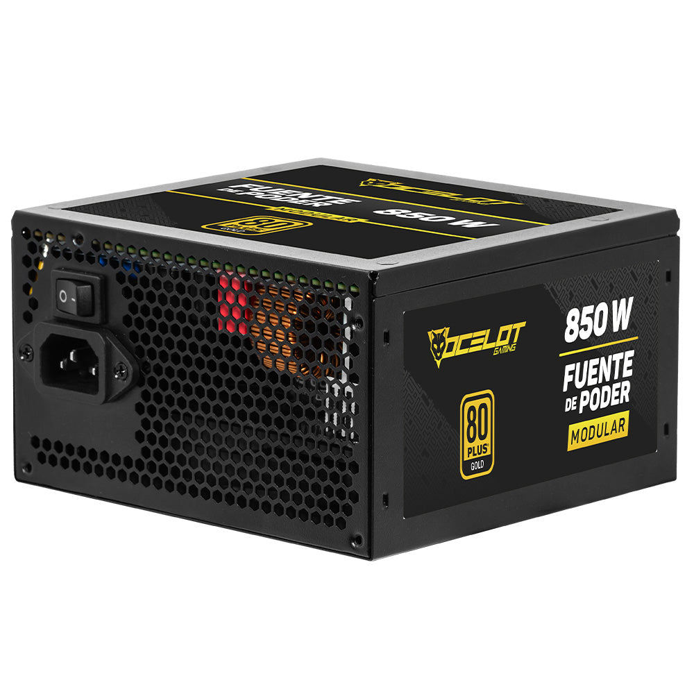 Fuente de poder Ocelot Gaming OPS850. Formato ATX, 850 Watts de potencia, Modular, certificación  80+ Gold.