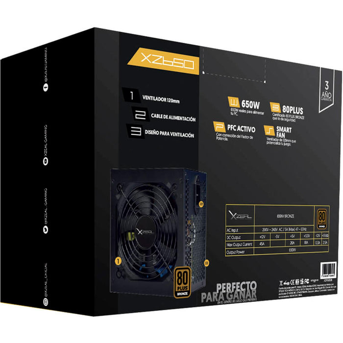 Fuente De Poder Xzeal 650w Bronze 80 Plus (Xzps650b)
