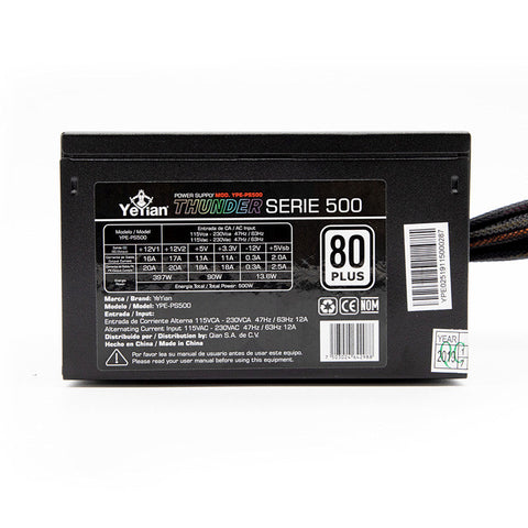 Fuente De Poder Yeyian Gaming Ype-Ps500 Thunder Atx 500w 80 Plus White