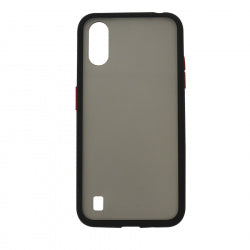 Funda Ghia Humo Semitransparente, Borde Negro Con Mica Para Samsung A01