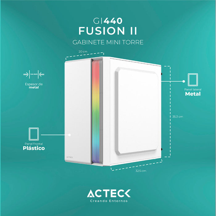 Gabinete Acteck Fusion Ii M-Atx Fuente Atx500W Usb3.0 Blanco Ac-935760