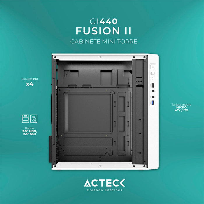 Gabinete Acteck Fusion Ii M-Atx Fuente Atx500W Usb3.0 Blanco Ac-935760
