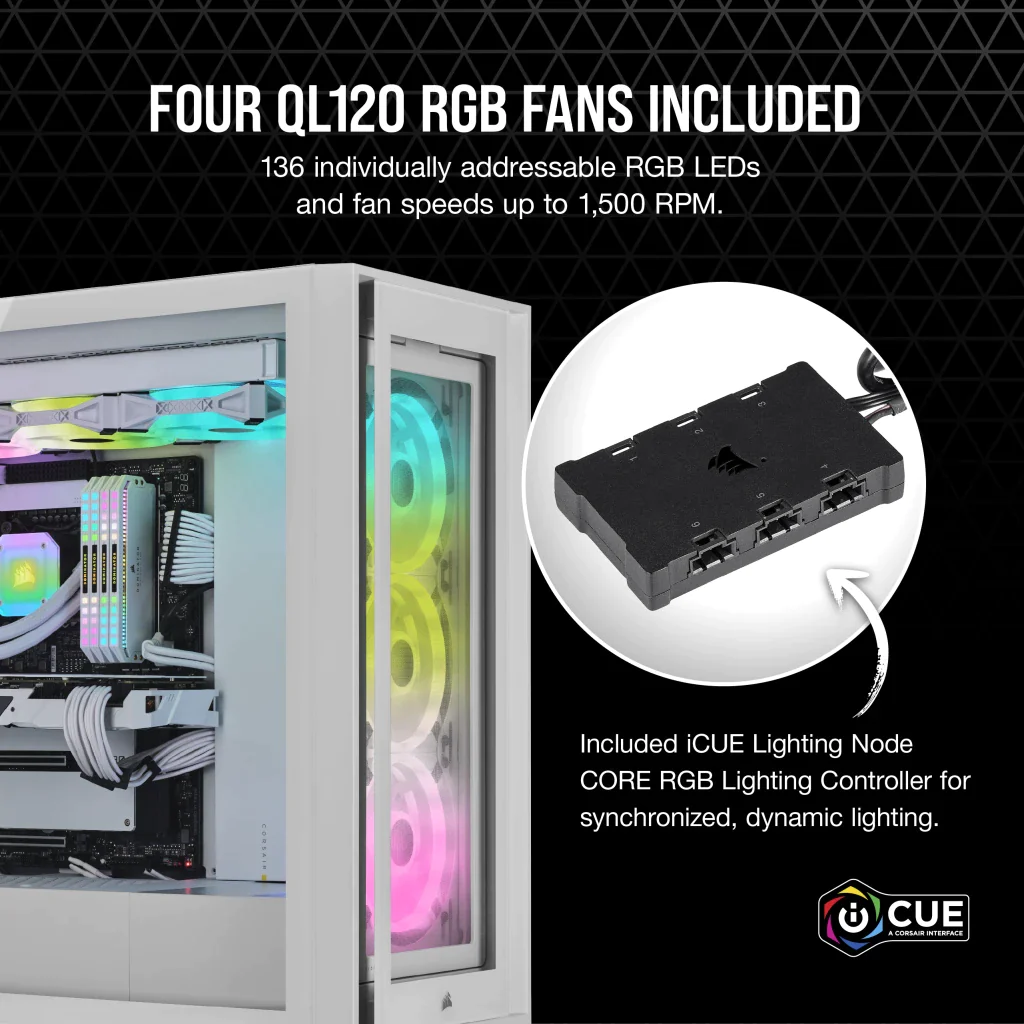 Gabinete Corsair Icue 5000X Rgb Se Tg, White Cc-9011233-Ww