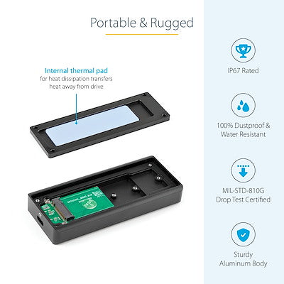 Gabinete Externo M.2 Nvme Para Ssd Pcie - Aluminio - Ip67 Resistente Al Agua, Polvo - Sólido - Usb-C 3.1 Gen 2 (10gbps) (M2e1bru31c) - Startech.Com Modelo M2e1bru31c