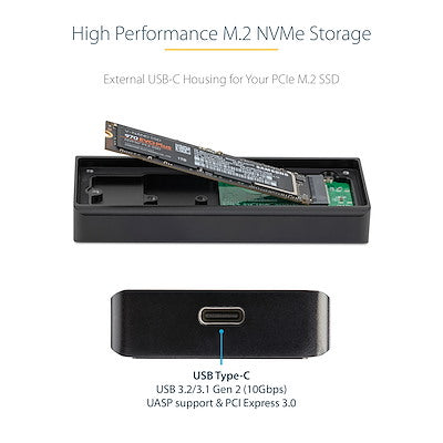 Gabinete Externo M.2 Nvme Para Ssd Pcie - Aluminio - Ip67 Resistente Al Agua, Polvo - Sólido - Usb-C 3.1 Gen 2 (10gbps) (M2e1bru31c) - Startech.Com Modelo M2e1bru31c