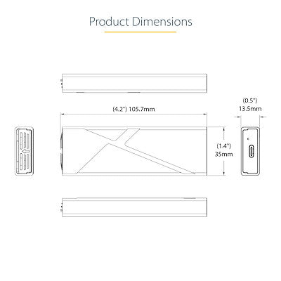 Gabinete Externo Usb-C 10gbps A Nvme M.2 O Ssd M.2 Sata Sin Herramientas Para Ssd M.2 Ngff Pcie, Sata De Aluminio - Cables Usb C O Usb-A – 2230, 2242, 2260, 2280 - Startech.Com Modelo M2-Usb-C-Nvme-Sata