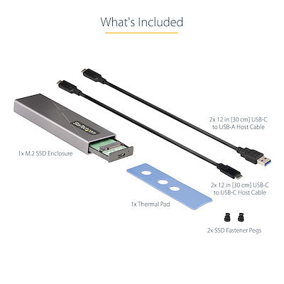 Gabinete Externo Usb-C 10gbps A Nvme M.2 O Ssd M.2 Sata Sin Herramientas Para Ssd M.2 Ngff Pcie, Sata De Aluminio - Cables Usb C O Usb-A – 2230, 2242, 2260, 2280 - Startech.Com Modelo M2-Usb-C-Nvme-Sata