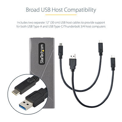 Gabinete Externo Usb-C 10gbps A Nvme M.2 O Ssd M.2 Sata Sin Herramientas Para Ssd M.2 Ngff Pcie, Sata De Aluminio - Cables Usb C O Usb-A – 2230, 2242, 2260, 2280 - Startech.Com Modelo M2-Usb-C-Nvme-Sata