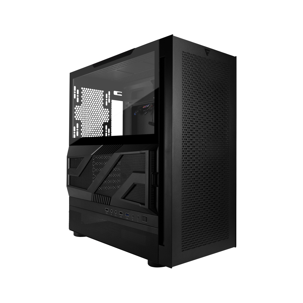 Gabinete Gamer Game Factor Csg800 Atx Lateral Modular Interactivo Rgb Con Ventana Usb3.0,  Sin Fte Negro