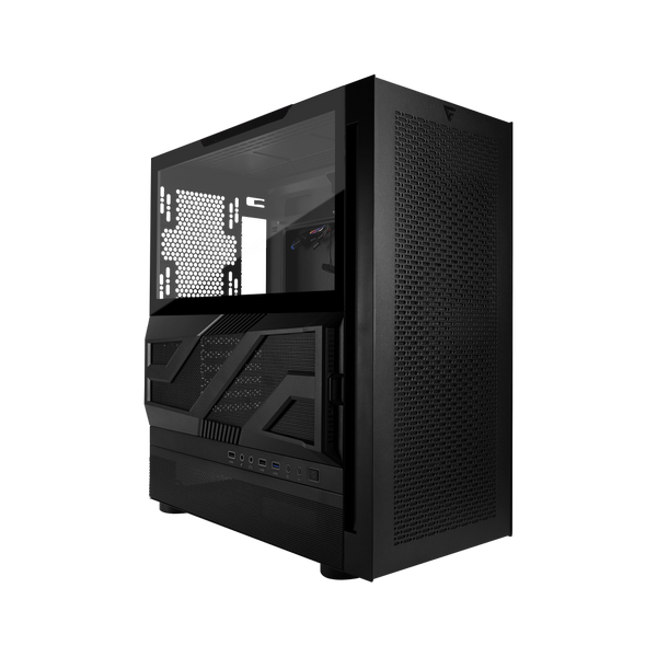 Gabinete Gamer Game Factor Csg800 Atx Lateral Modular Interactivo Rgb Con Ventana Usb3.0,  Sin Fte Negro