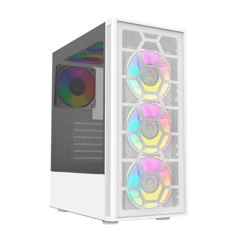 Gabinete Gamer Media Torre Dragonflyii Gm740 Atx Cristal/Malla Blanco